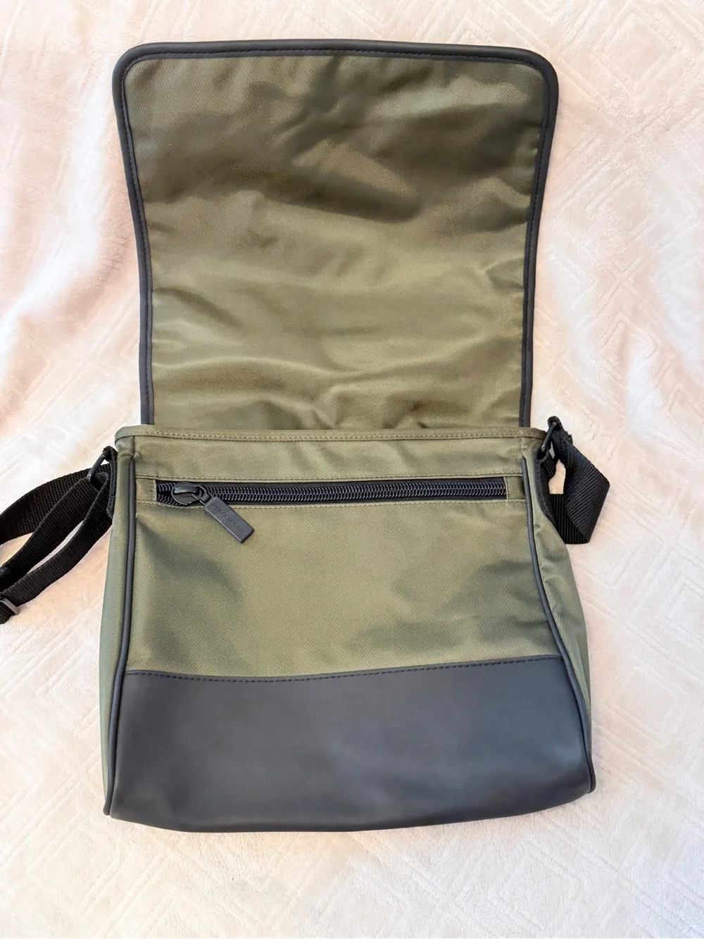 Vintage 90s Ralph Lauren Polo Sport Messenger Bag Olive Green Nylon - flag logo